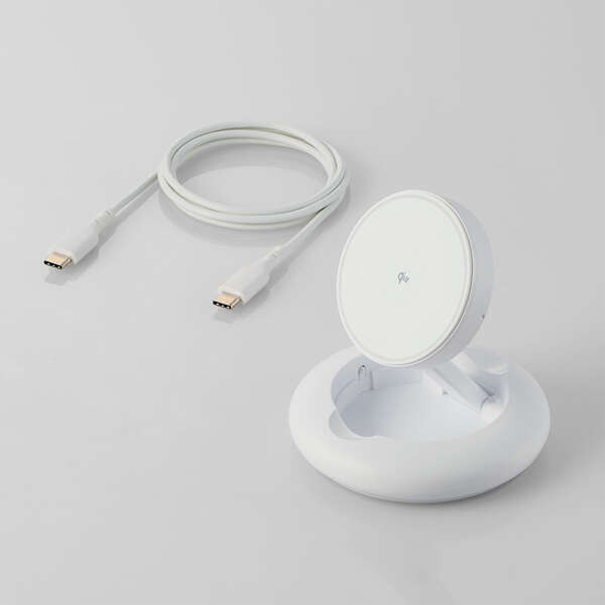 【新品】ELECOM　マグネットQi2規格対応ワイヤレス充電スタンド　W-MA08WH　ホワイト