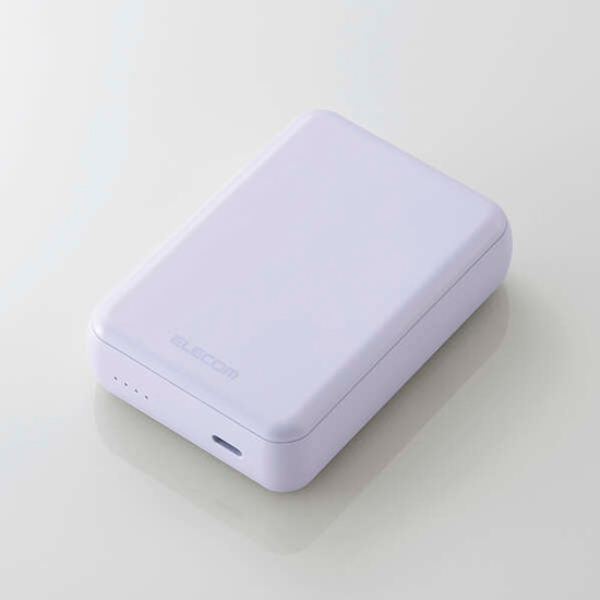 【新品】ELECOM　超コンパクトモバイルバッテリー 10000mAh　DE-C49-10000PU　パープル