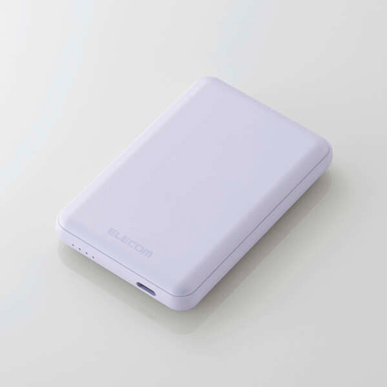 【新品】ELECOM　超コンパクトモバイルバッテリー 5000mAh DE-C48-5000PU　パープル