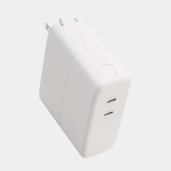 【新品】ELECOM　AC充電器一体モバイルバッテリー DE-AC11-5000WH　ホワイト