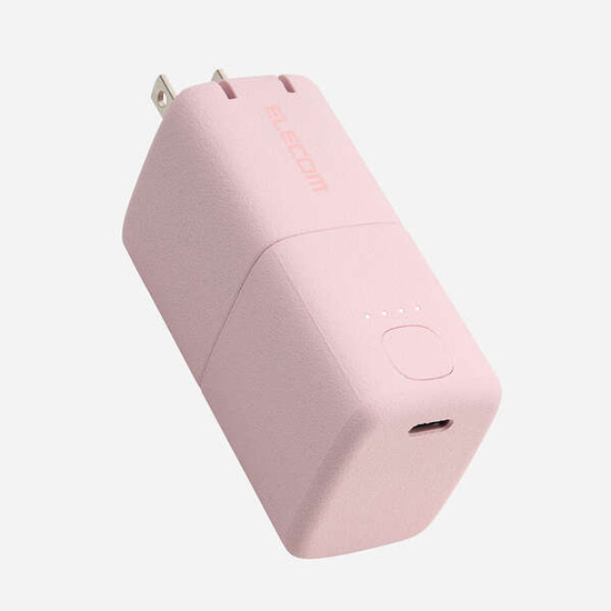 【新品】ELECOM　AC充電器一体モバイルバッテリー DE-AC09-5000PN　ピンク