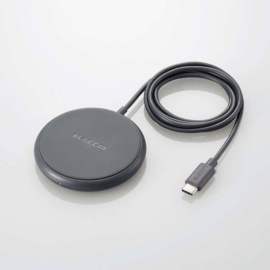【新品】ELECOM　Qi規格対応ワイヤレス充電器　W-QA25DGY　ダークグレー