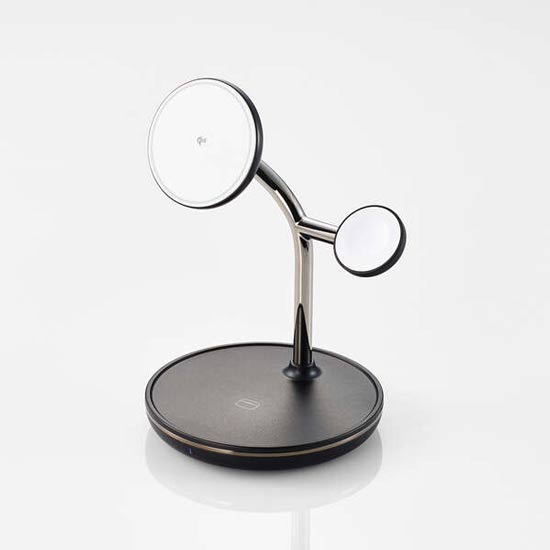 【新品】ELECOM　Qi2 3in1ワイヤレス充電スタンド W-MS08BK　ブラック