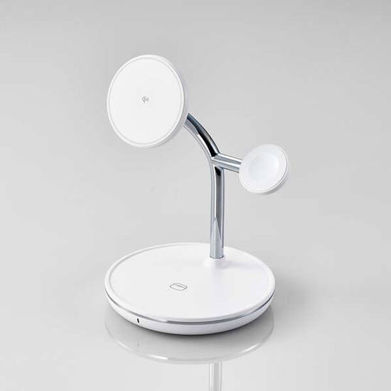 【新品】ELECOM　Qi2 3in1ワイヤレス充電スタンド W-MS08WH　ホワイト