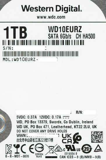 【新品】Western Digital製HDD　WD10EURZ　1TB SATA600
