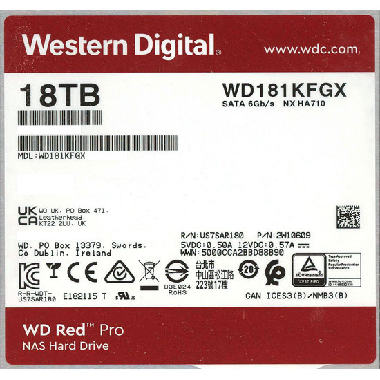 【新品】Western Digital製HDD　WD181KFGX　18TB SATA600 7200