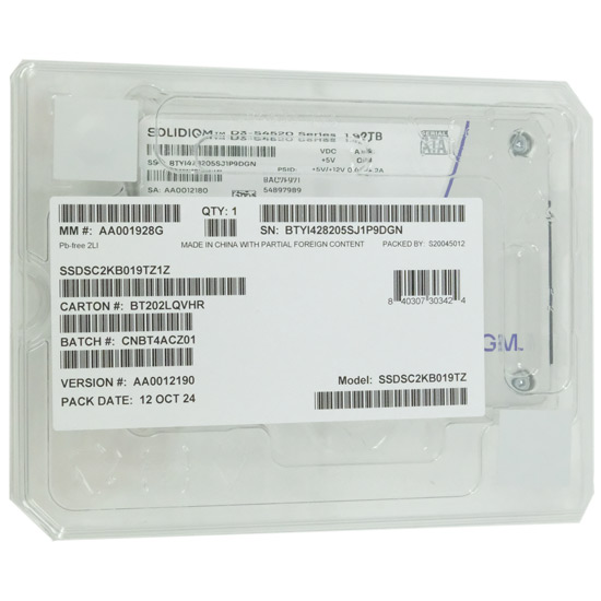 【新品】Solidigm SSD　D3-S4520 SSDSC2KB019TZ1Z　1.92TB