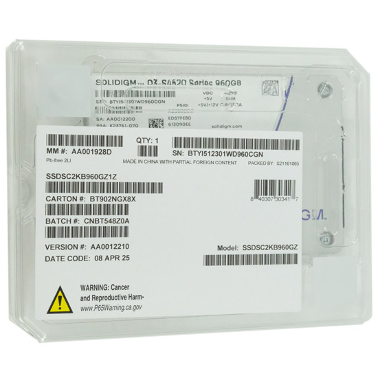 【新品】Solidigm SSD　D3-S4520 SSDSC2KB960GZ1Z　960GB