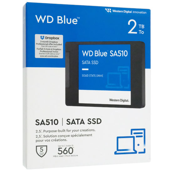 【新品】Western Digital製 SSD　WD Blue SA510 SATA WDS200T3B0A-EC　2TB