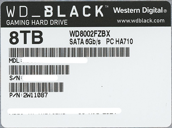 【新品】Western Digital製HDD　WD8002FZBX　8TB SATA600 7200