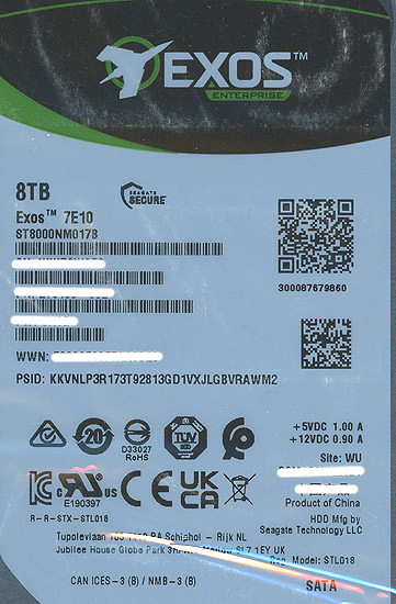 【新品】SEAGATE製HDD　ST8000NM017B　8TB SATA600 7200