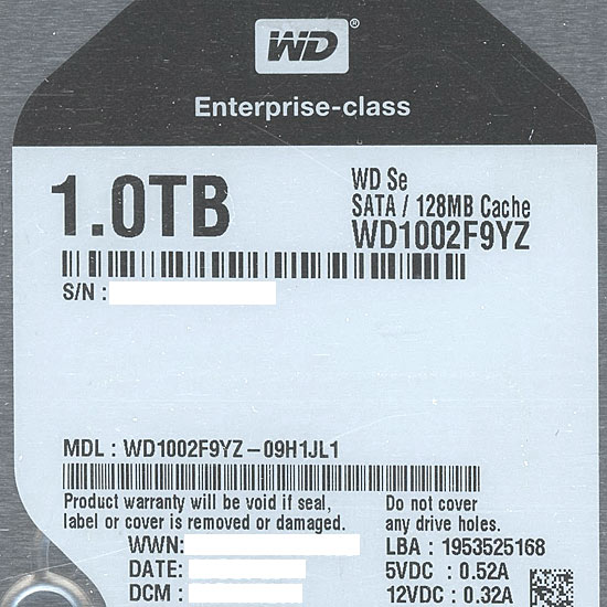 【新品】Western Digital製HDD　WD1002F9YZ　1TB SATA600 7200