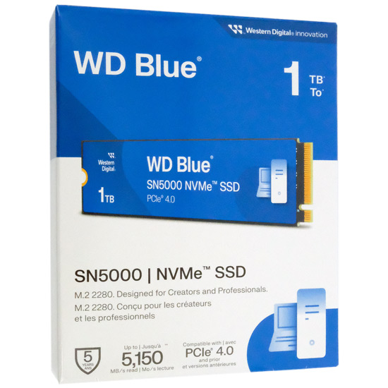 【新品】Western Digital製　WD Blue SN5000 NVMe WDS100T4B0E　1TB
