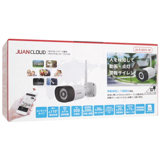 【新品】JUANCLOUD　Wi-Fiネットワーク屋外IPカメラ センサーライト付　JA-PJ2031-W