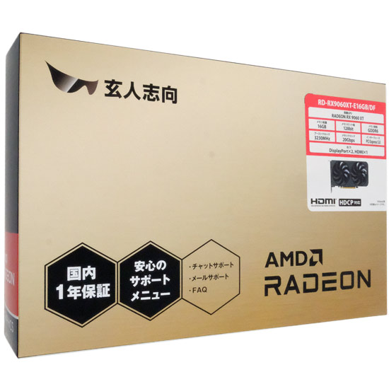 【新品】玄人志向グラボ　RD-RX9060XT-E16GB/DF　PCIExp 16GB
