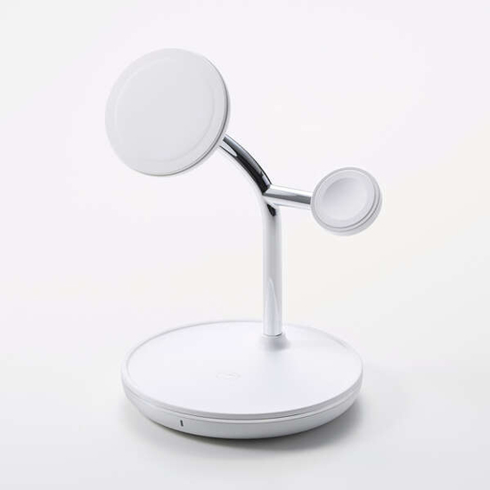 【新品】ELECOM　3in1ワイヤレス充電スタンドwith MagSafe(15W+5W+AppleWatch)　W-MS07WH　ホワイト