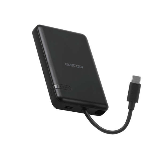 【新品】ELECOM　USB Type-Cケーブル一体モバイルバッテリー 5000mAh DE-C62-5000BK　ブラック