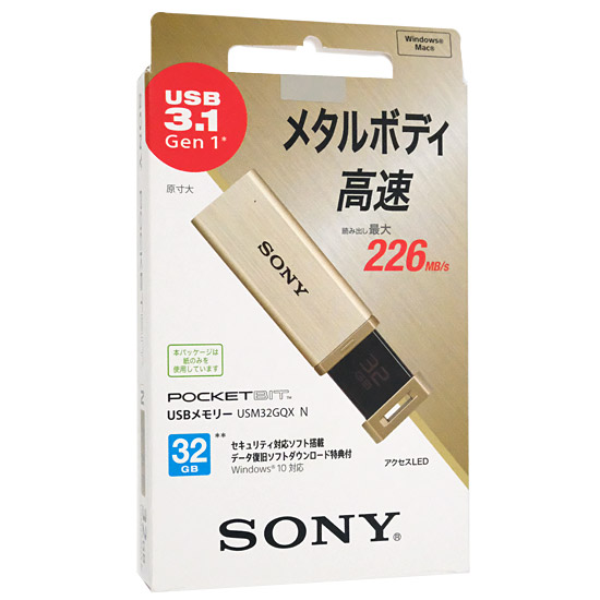 【新品】【新品訳あり(箱きず・やぶれ)】 SONY　USBメモリ ポケットビット　32GB　USM32GQX N