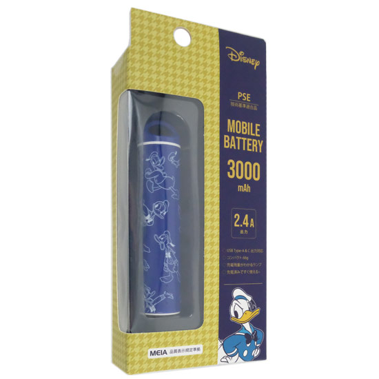 【新品】【新品(開封のみ)】 PGA　スティック型モバイルバッテリー 3000mAh PG-DLBJ30A02DND　ドナルドダック