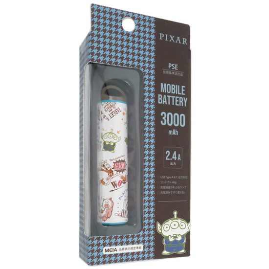 【新品】【新品(開封のみ)】 PGA　スティック型モバイルバッテリー 3000mAh PG-DLBJ30A04TOY　トイ・ストーリー