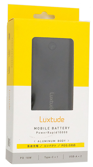【新品】【新品(開封のみ)】 Luxtude　モバイルバッテリー 10000mAh PR10000-B