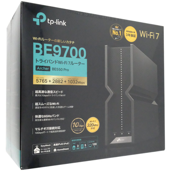 【新品】TP-Link　BE9700 トライバンドWi-Fi 7ルーター　Archer BE550 Pro