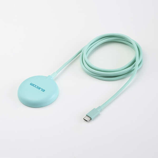 【新品】ELECOM　カラフルマグネットQi2規格対応ワイヤレス充電器　W-MA10GN　ティール