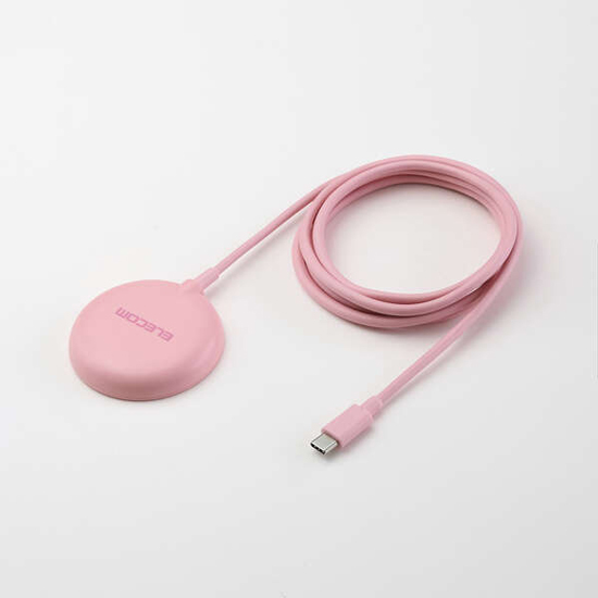 【新品】ELECOM　カラフルマグネットQi2規格対応ワイヤレス充電器　W-MA10PN　ピンク