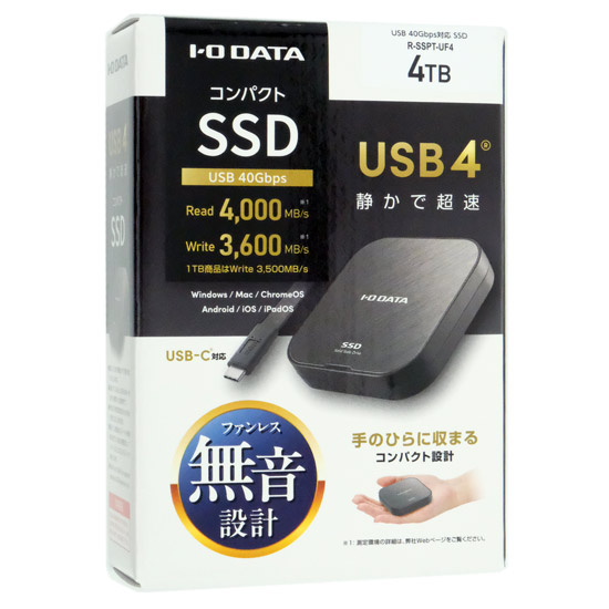 【新品】I-O DATA　USB-C ポータブルSSD R-SSPT-UF4　4TB