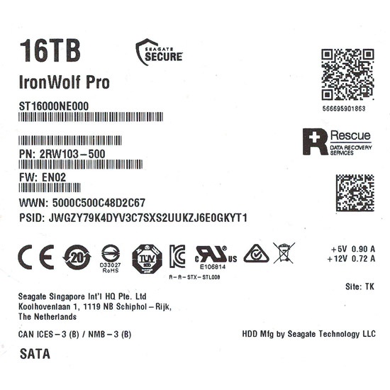 【新品】【新品訳あり(箱きず・やぶれ)】 　SEAGATE製HDD　ST16000NE000　16TB SATA600 7200　並行輸入品