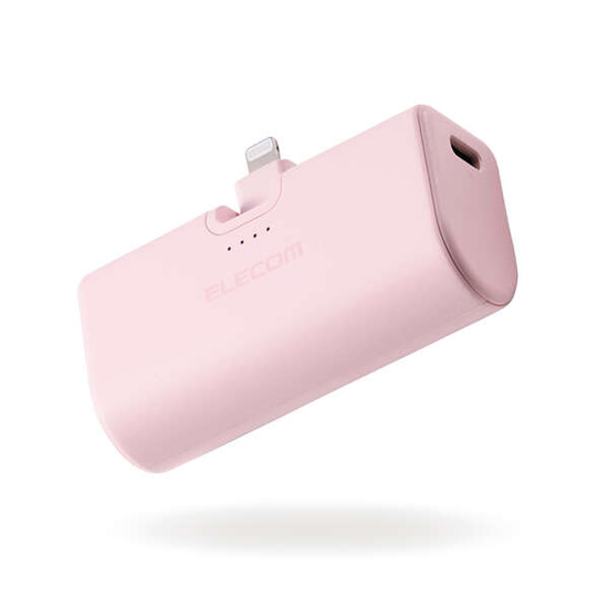 【新品】ELECOM　折り畳み式直挿しモバイルバッテリー 5000mAh　DE-C58L-5000PN　ピンク