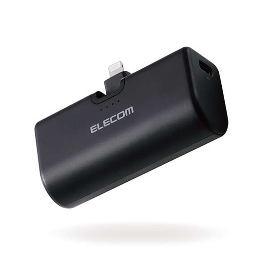【新品】ELECOM　折り畳み式直挿しモバイルバッテリー 5000mAh　DE-C58L-5000BK　ブラック