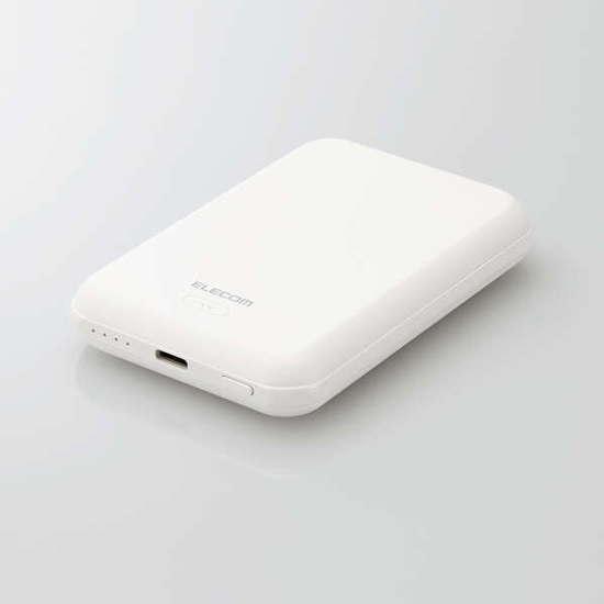 【新品】ELECOM　マグネット付きワイヤレス充電対応モバイルバッテリー 5000mAh DE-C40-5000WH　ホワイト