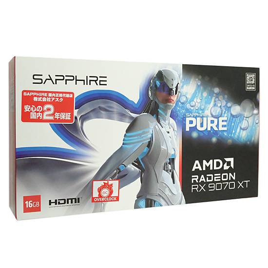 【新品】SAPPHIRE　PURE Radeon RX 9070 XT GAMING OC 16GB GDDR6　PCIExp 16GB　11348-02-20G