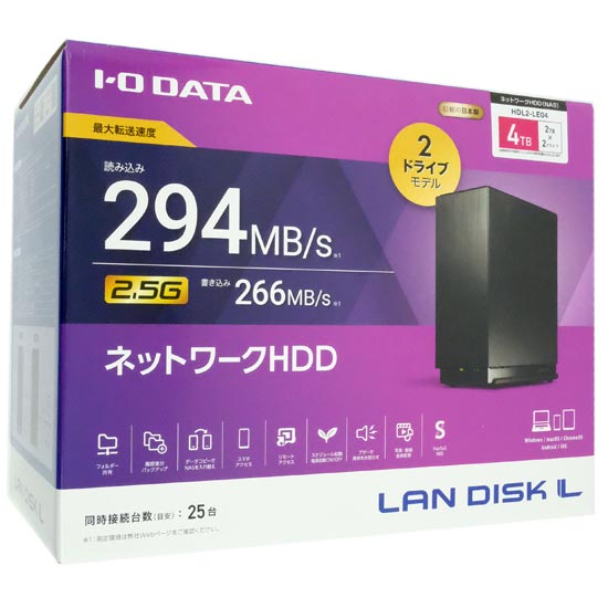 【新品】I-O DATA製NAS　LAN DISK L HDL2-LE04　4.0TB