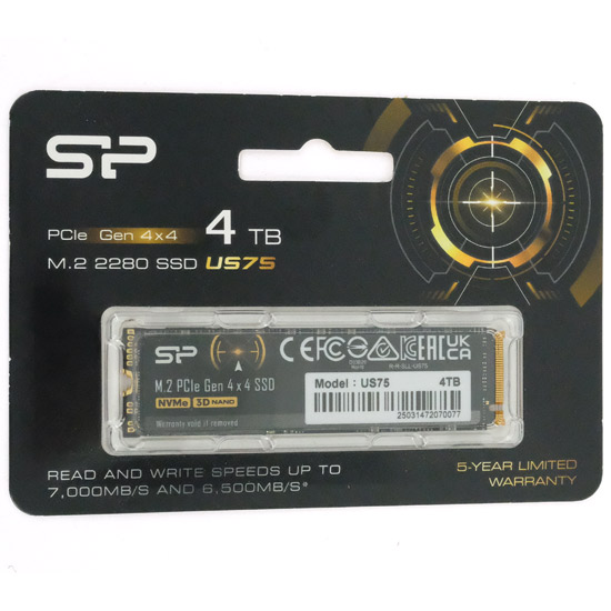 【新品】Silicon Power製　M.2 SSD 4TB　PCIe Gen 4x4 US75 SP04KGBP44US7505