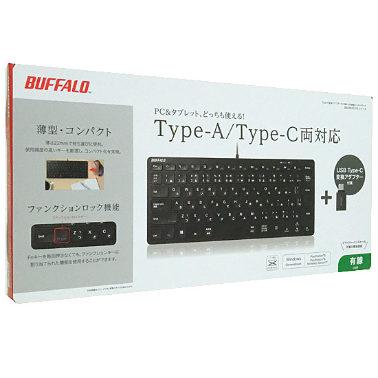 【新品】BUFFALO　有線コンパクトキーボード BSKBUC310BK　ブラック