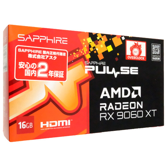 【新品】SAPPHIRE　SAPPHIRE PULSE Radeon RX 9060 XT GAMING OC 16GB　PCIExp 16GB　11350-03-20G
