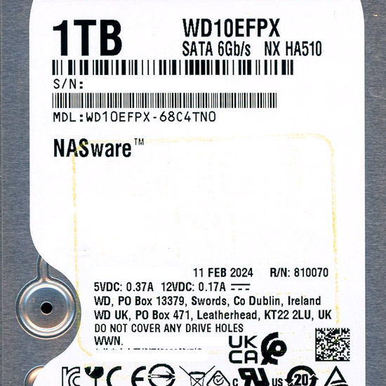 【新品】Western Digital製HDD　WD10EFPX　1TB SATA600