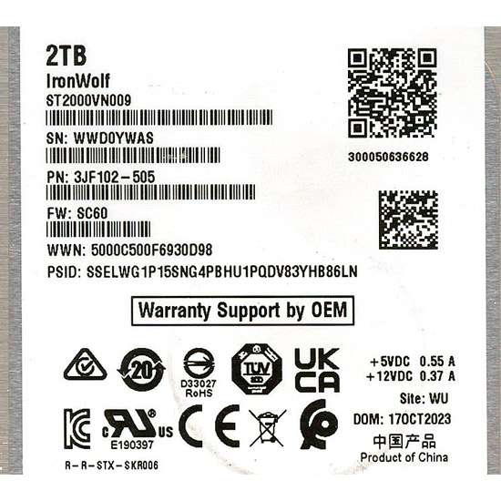 【新品】SEAGATE製HDD　ST2000VN009　2TB