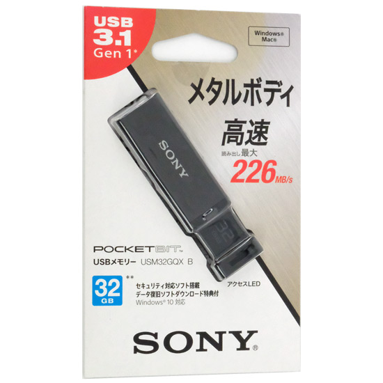 【新品】【新品訳あり(箱きず・やぶれ)】 SONY　USBメモリ ポケットビット　32GB　USM32GQX B