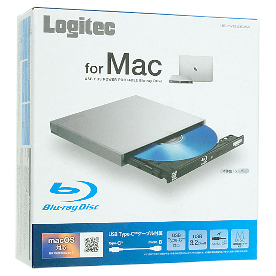 【新品】【新品訳あり(箱きず・やぶれ)】 Logitec　ポータブルBlu-rayドライブ　LBD-PWB6U3CMSV　シルバー