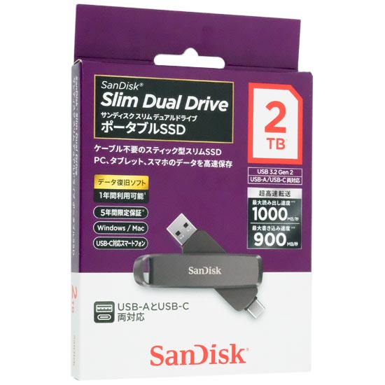 【新品】SANDISK　ポータブルSSD　SDDDE1-2T00-J46　2TB