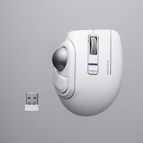 【新品】ELECOM　bitra USB無線/Bluetoothトラックボール 5ボタン/親指操作 M-MT1MRSWH　ホワイト