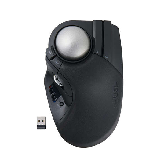 【新品】ELECOM製　HUGE PLUS ワイヤレストラックボール 10ボタン/ベアリング M-HT1MRBK　ブラック