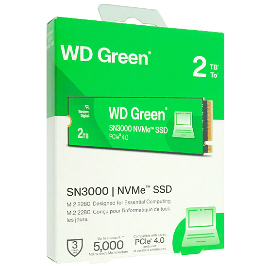 【新品】SANDISK　WD Green SN3000 NVMe SSD　WDS200T4G0E　2TB