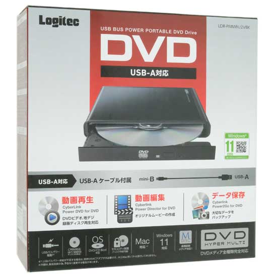 【新品】Logitec　ポータブルDVDドライブ　LDR-PMM8U2VBK　ブラック
