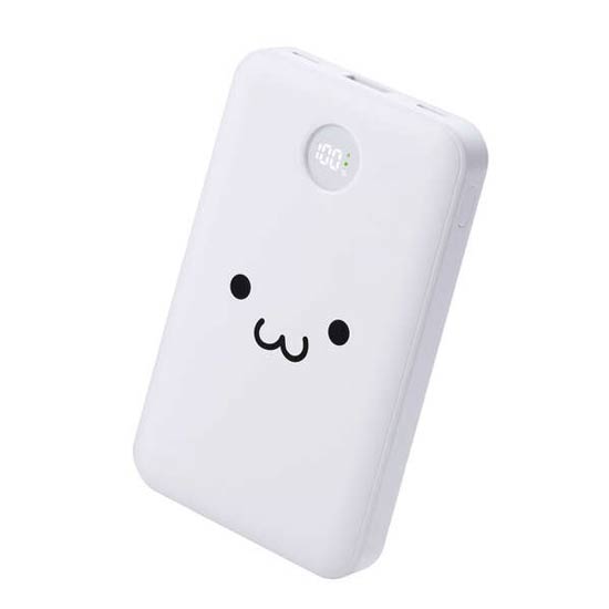 【新品】ELECOM　残量表示機能付きモバイルバッテリー 10000mAh/22.5W　DE-C76-10000WF　しろちゃん(ホワイト×ブラック)