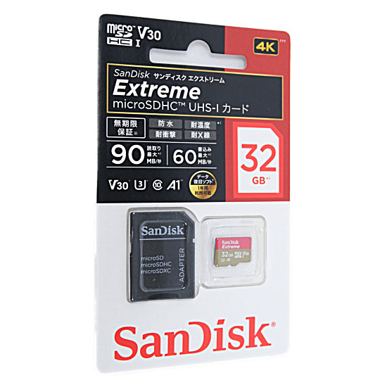 【新品】【新品訳あり(箱きず・やぶれ)】 SanDisk　microSDHCメモリーカード 32GB　SDSQXAF-032G-JN3MD