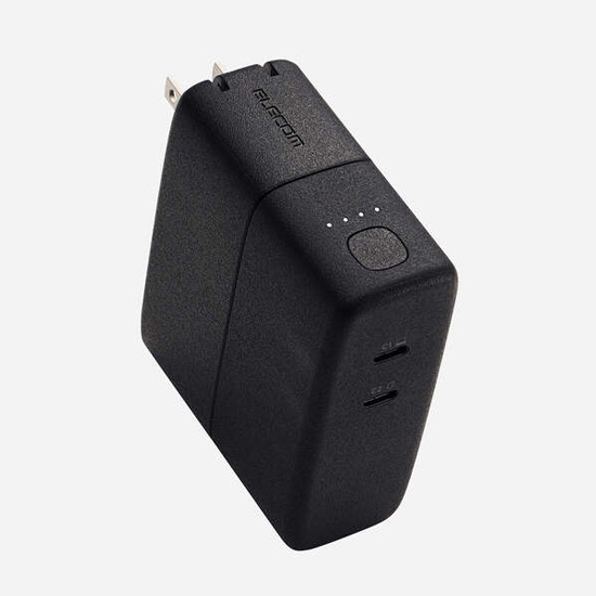 【新品】【新品(開封のみ)】 ELECOM　AC充電器一体モバイルバッテリー DE-AC11-5000BK　ブラック
